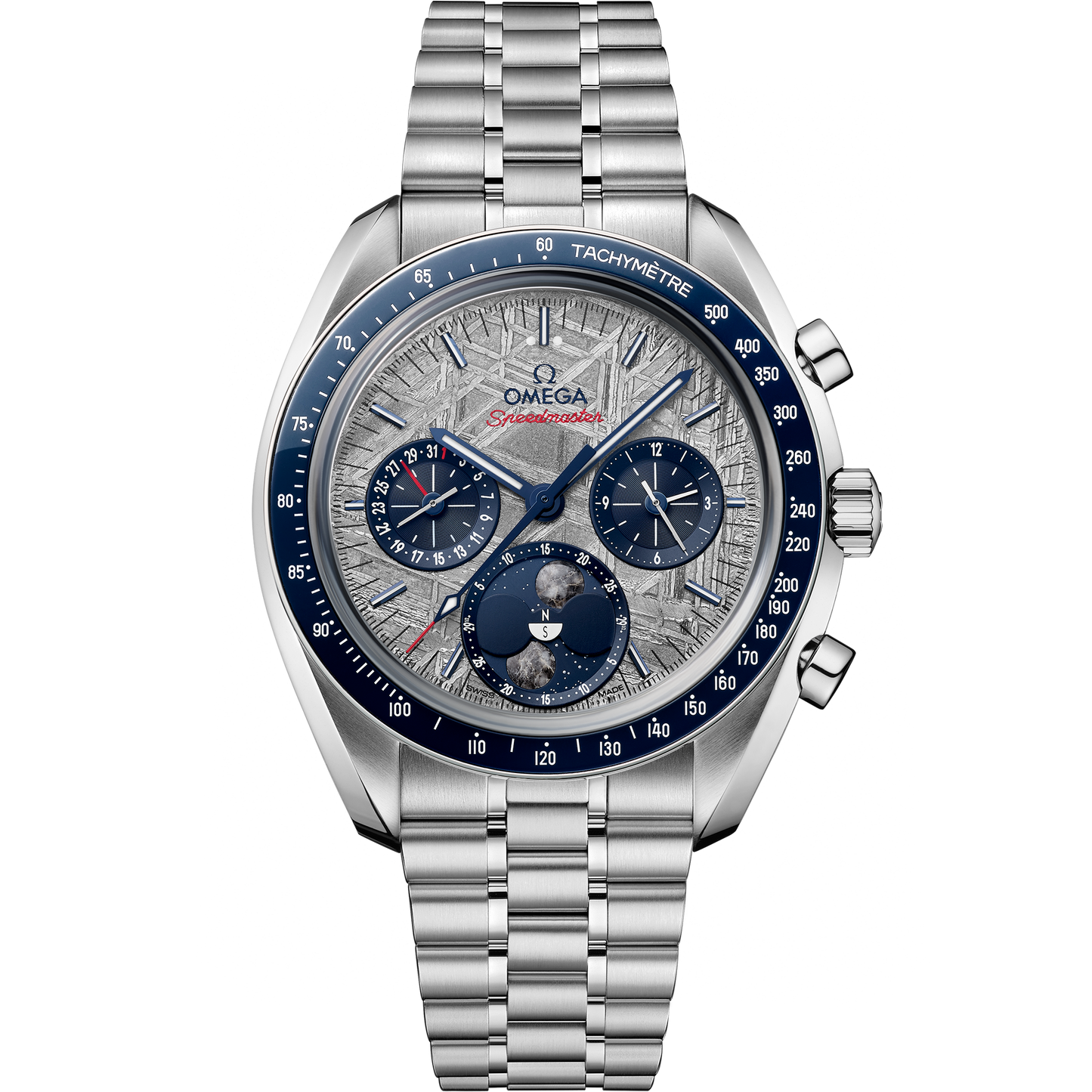 Unworn, wrist watch Speedmaster Moonphase, Stainless Steel, Chronograph, 43 mm, Ref# 304.30.43.52.06.001, box and papers watch
