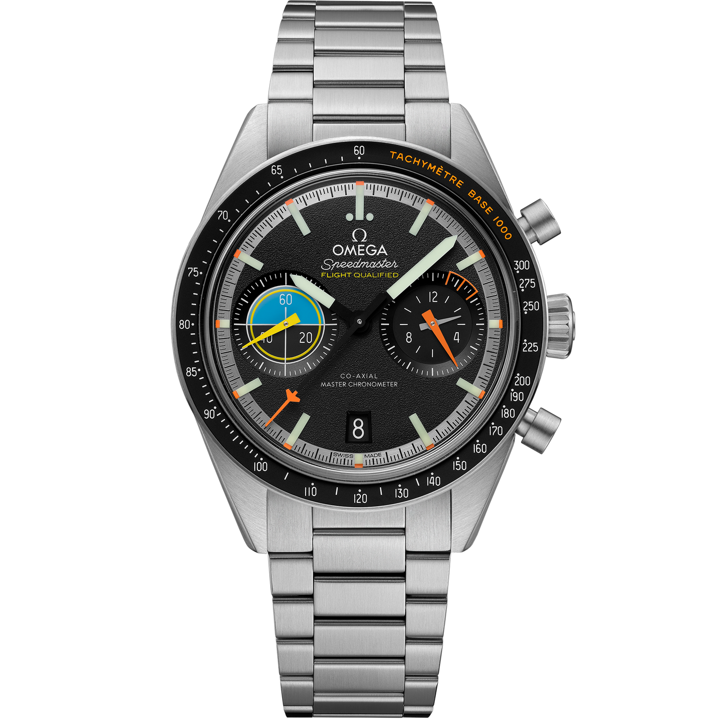 Unworn, wrist watch Speedmaster Pilot, Stainless Steel, Chronograph, 40.85 mm, Ref# 332.10.41.51.01.002, box and papers watch