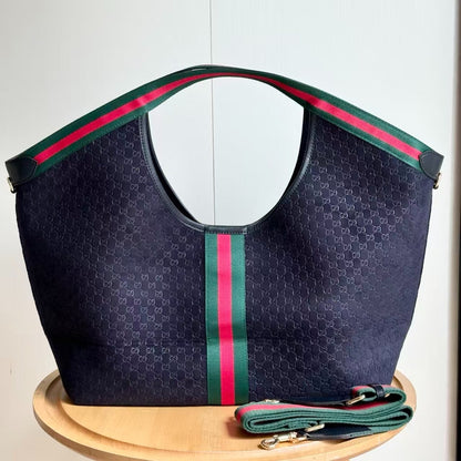 Giglio Large Suede Tote Bag Dark Blue 60Cm 853971 Caabv 4541 Giglio Bag