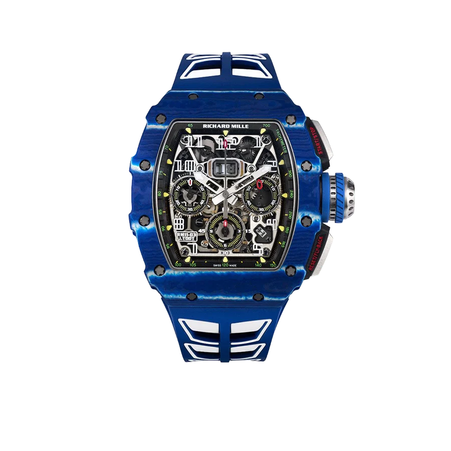 Blue & Black Carbon Composite Skeleton Watch – 50 mm product image