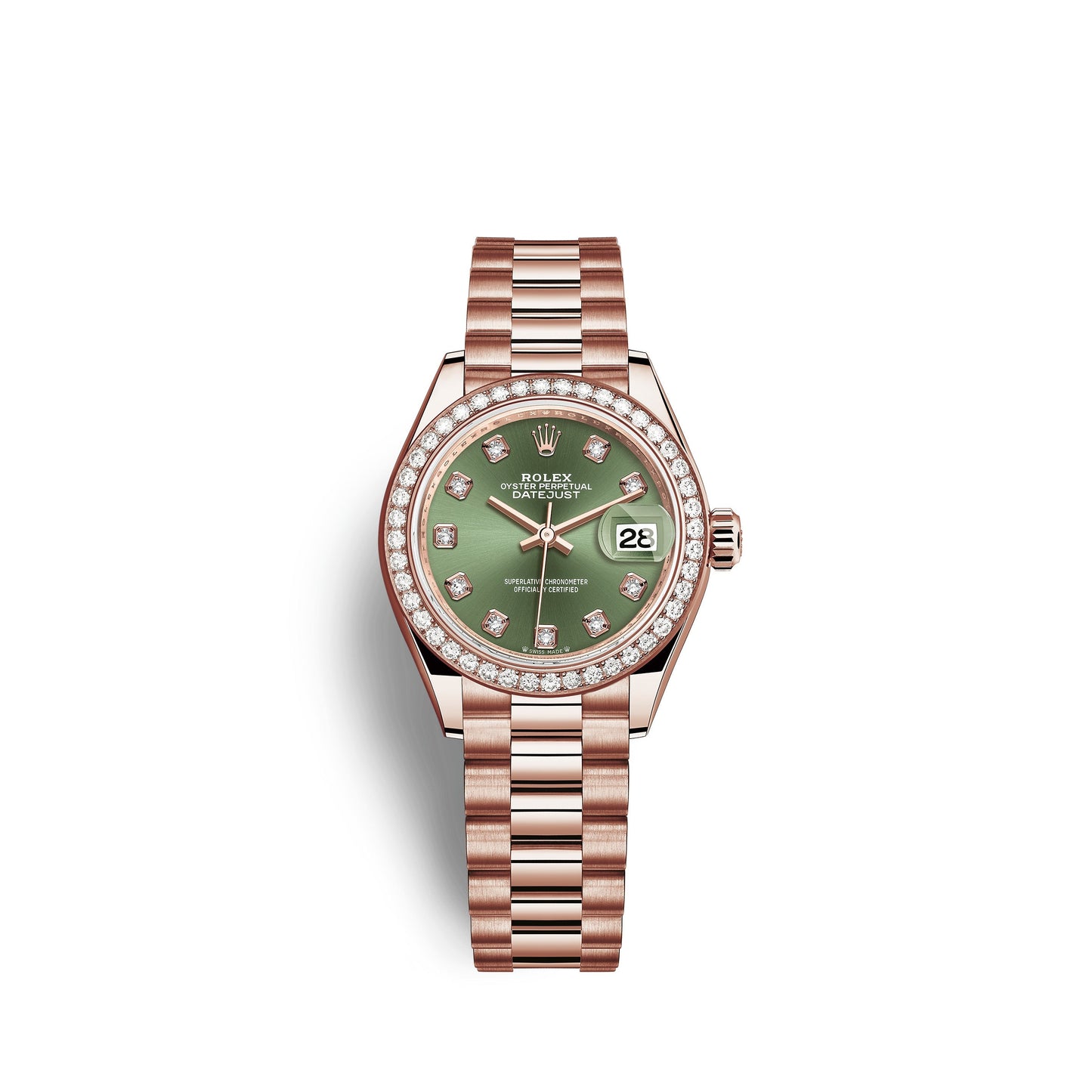 wrist watch Lady-Datejust 28, 18kt Everose Gold and diamonds, Ref# 279135RBR-0014 watch