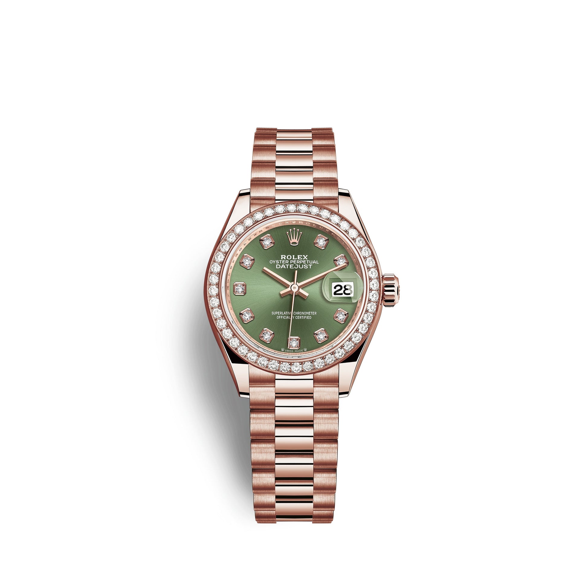 wrist watch Lady-Datejust 28, 18kt Everose Gold and diamonds, Ref# 279135RBR-0014 watch