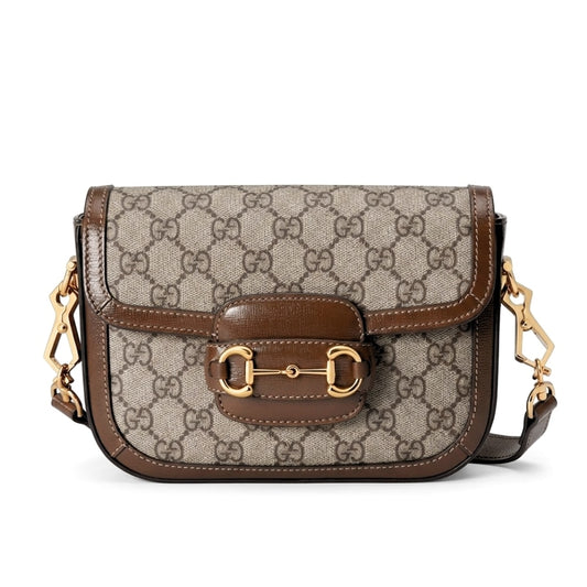 Horsebit 1955 Small GG Supreme Canvas Shoulder Bag Brown 20cm 658574 HUHHG 8565 Horsebit 1955 Bag