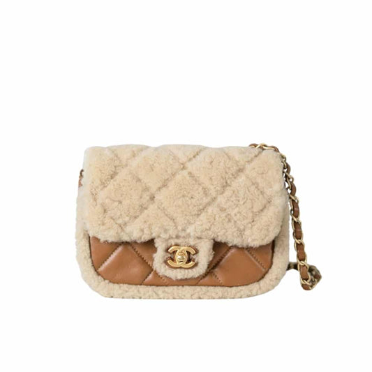 Teddy Bear Mini Fleece Flap Bags Beige And Brown 18cm AS5148 B18194 NZW48 22 New Collection Bag Flap Bag